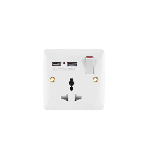 VGT - Multi Switch Socket - 1 gang with 2 USB ports