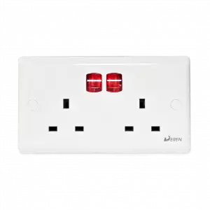 DEREN 2 Gang Switch Socket with Neon