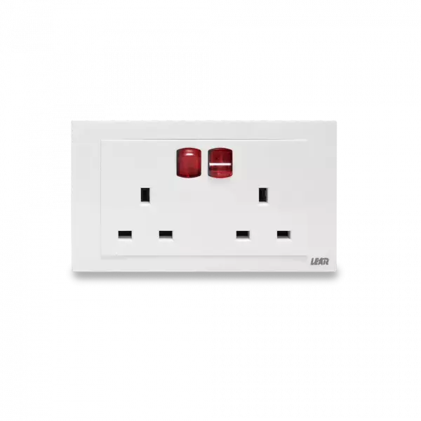 LEAR - 2 Gang Switch Socket with Neon